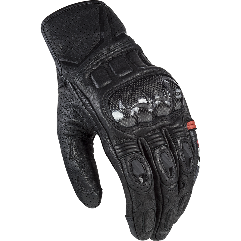 LS2 Spark Man Leather Racing Gloves with Knuckle Protection.